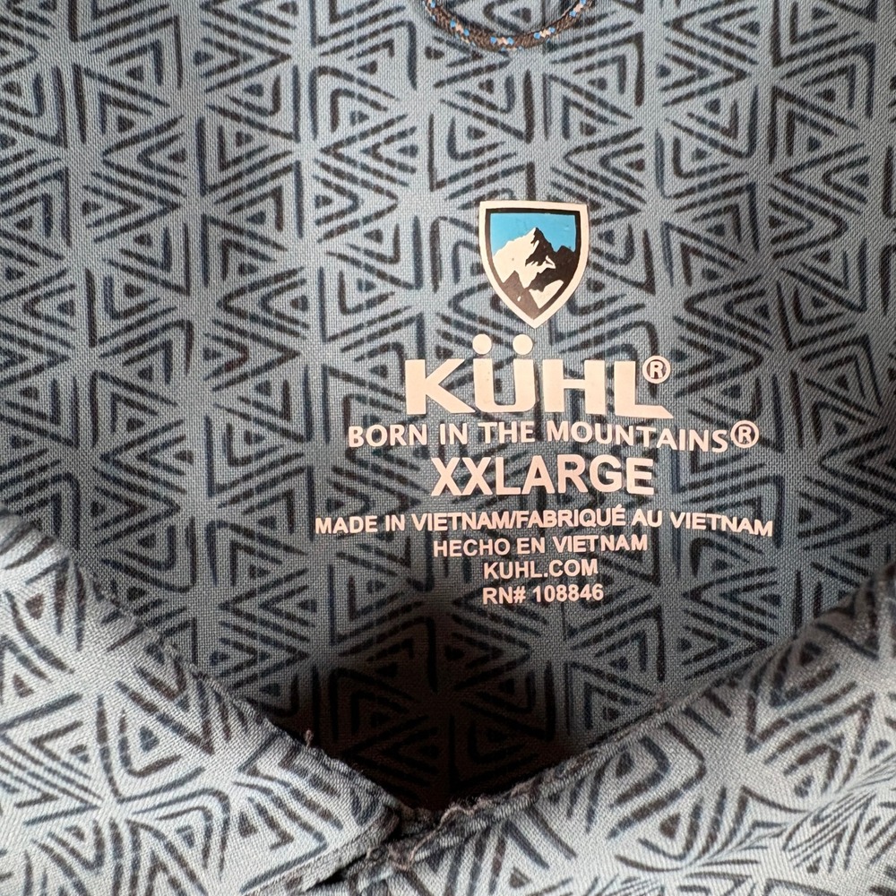 Kuhl Button Down Shirt Mens XXLarge Blue Geometric Short Sleeve Hiking Outdoor - Picture 5 of 10